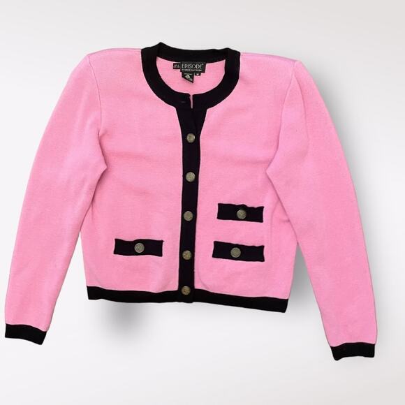 Episode‎ by Carolyn Wight Freeman Vintage Pink Wool Cardigan Size M - Picture 1 of 7